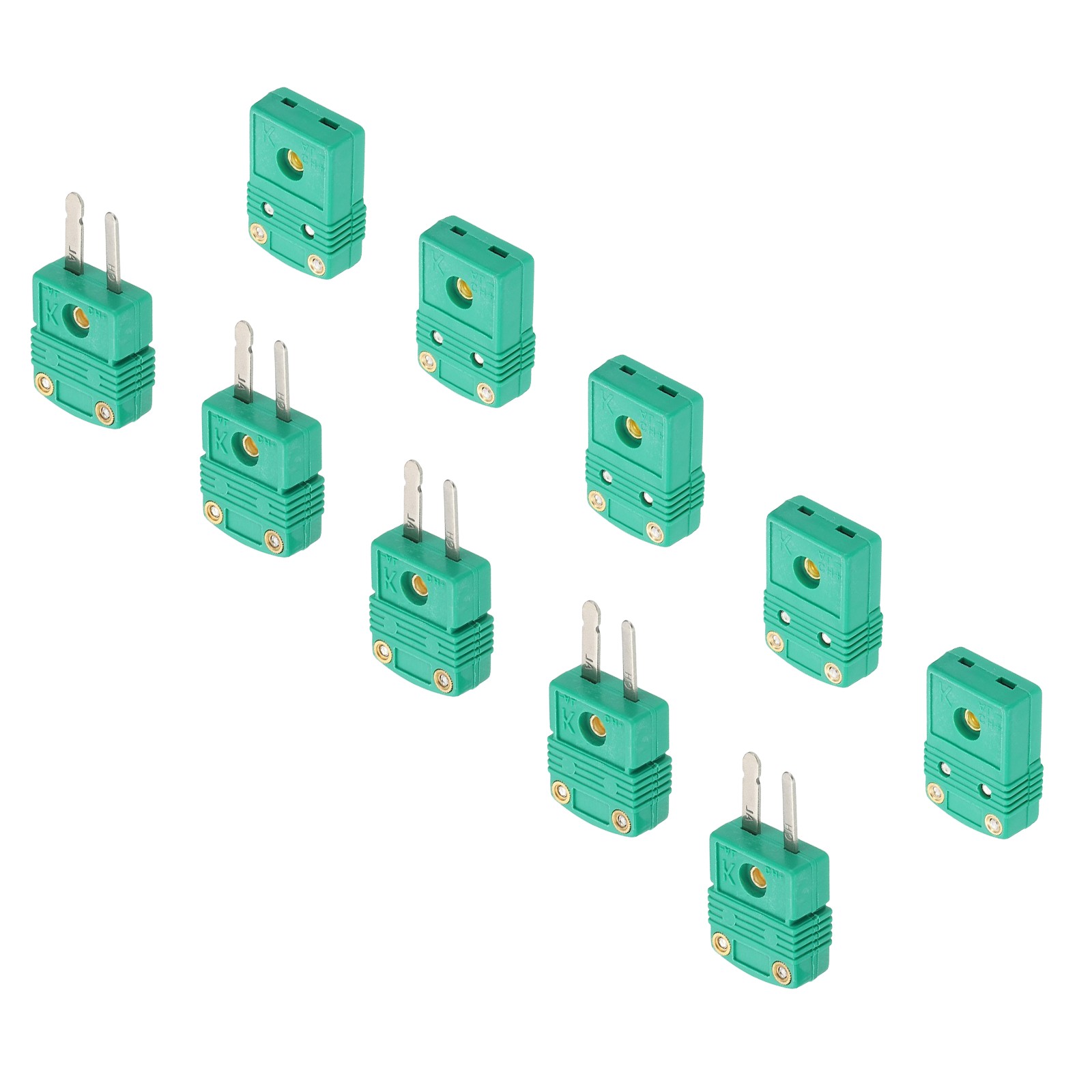 5 Set K-Type Thermocouple Wire Connectors Male Female Plug 220°C 428°F Green