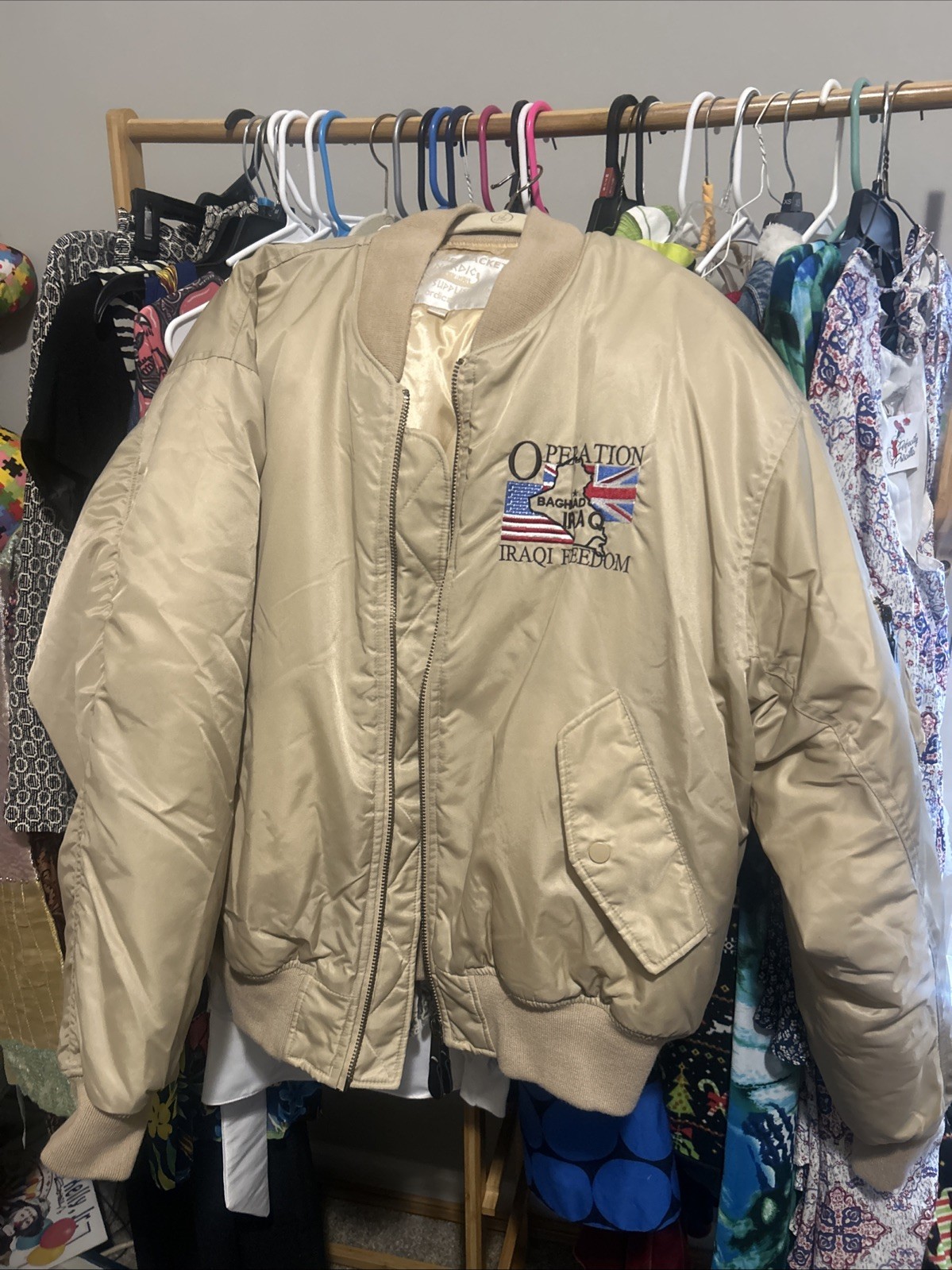 Vintage Operation Iraqi Freedom Xl  Tan Nordic Bomber Jacket Perfect Never Worn
