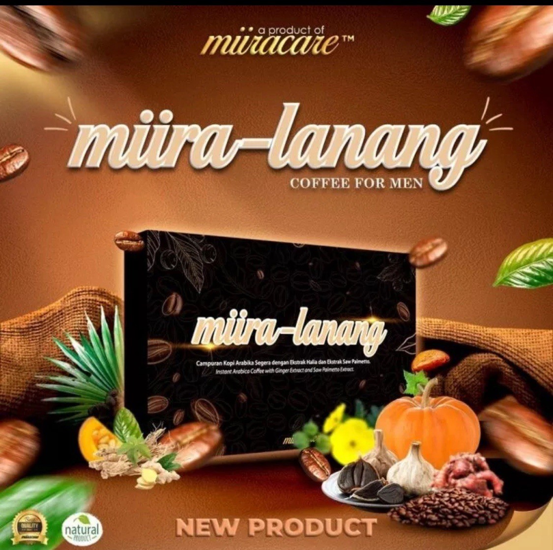 Miira Lanang coffee for men supports prostate and sexual health. 40 sachets box