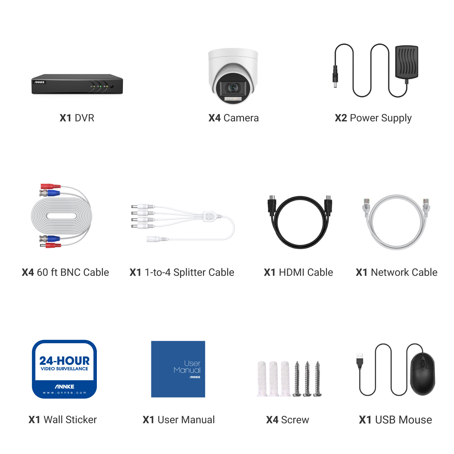 ANNKE 8CH DVR 5MP Color Night System Camera System AI Detection Audio Recording