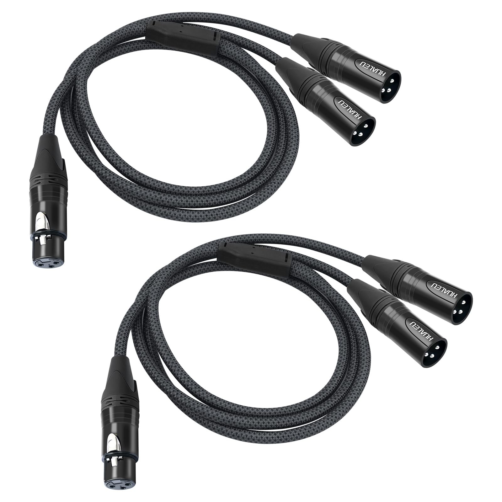 HUELAU 2Pack XLR Female to Dual XLR Male Y Splitter Cable, 1 Female to 2 Male...