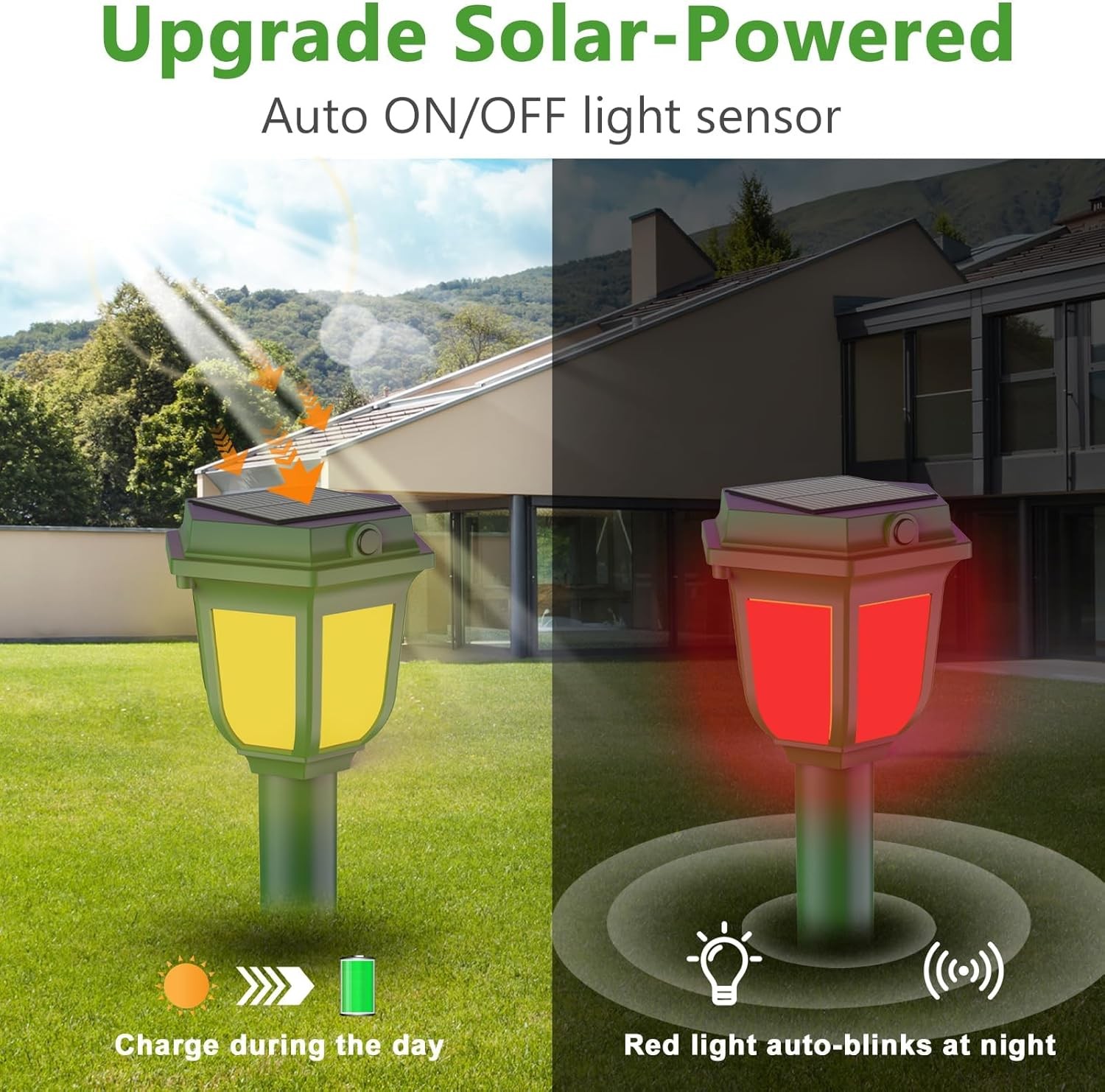2/4PCS Animal Repeller Ultrasonic Solar Power Outdoor Pest Cat Mice Deer Sensor