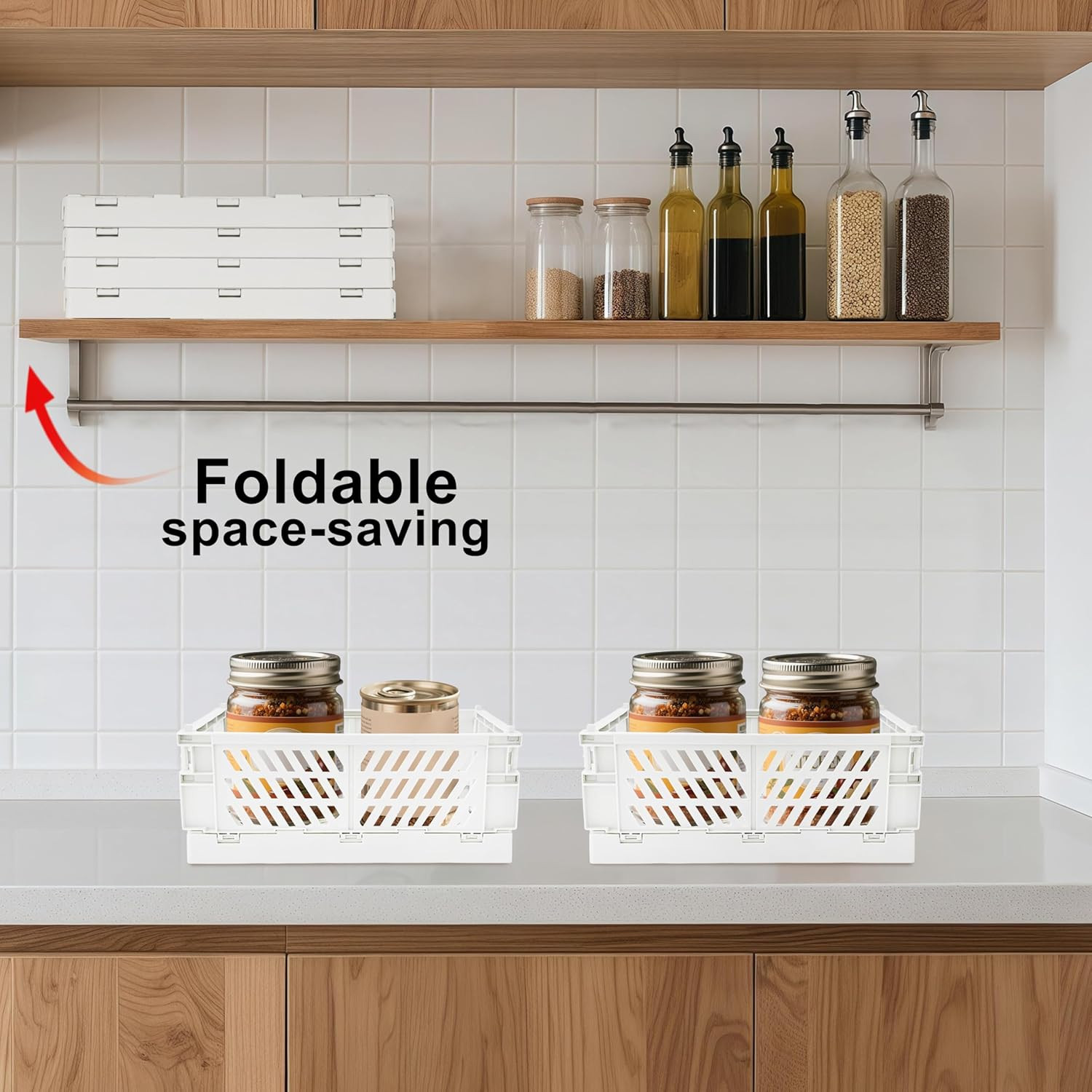 2 Pack Mini Foldable Small Plastic Baskets for Organizing and Storage，Collapsibl