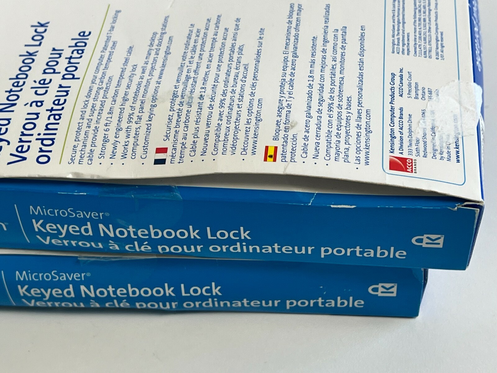 PP12: 2x Kensington MicroSaver Notebook Security Cable W Key Lock #906-2592-02