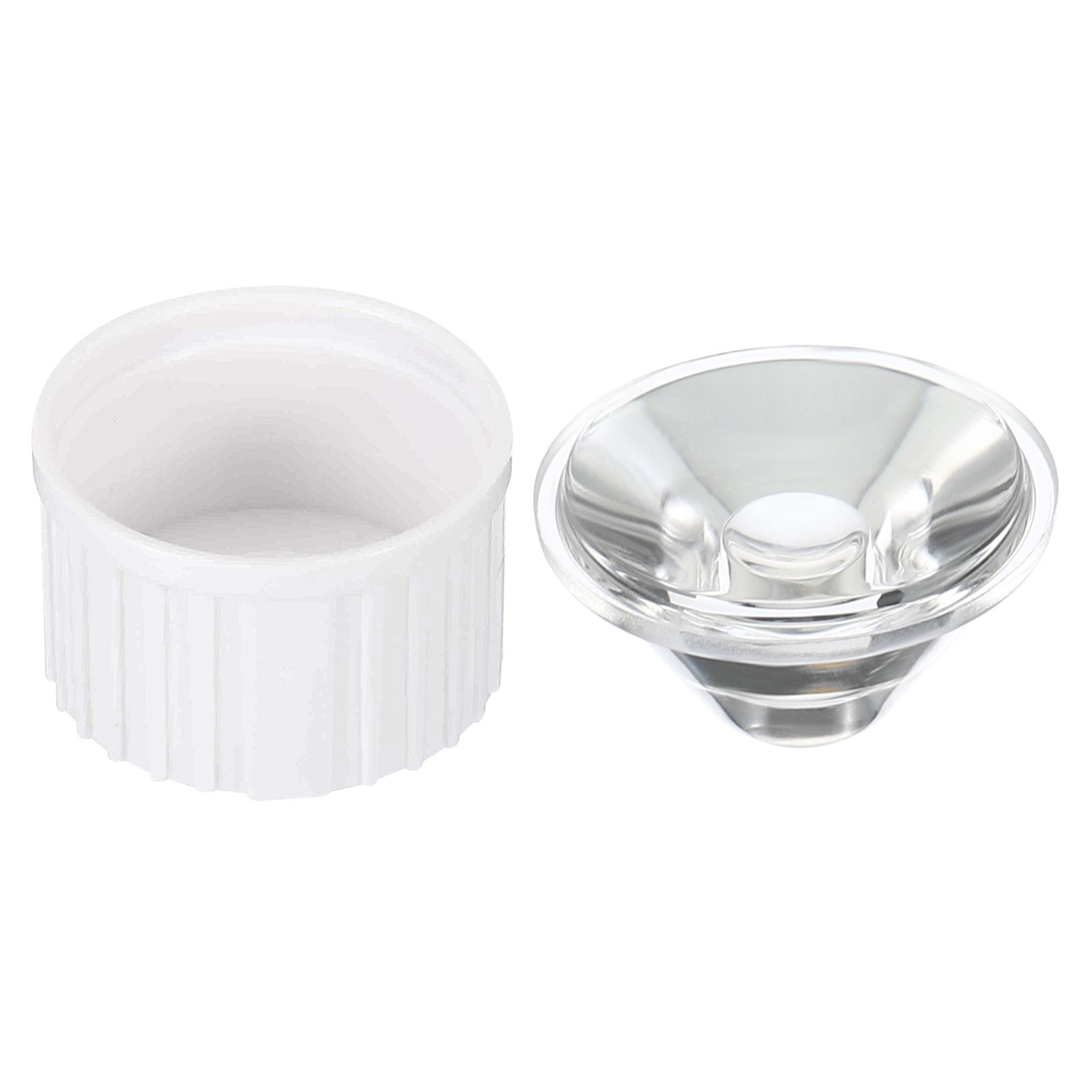 20mm LED Lens 45 Degree with Plastic Support, 8 Set, White/Transparent