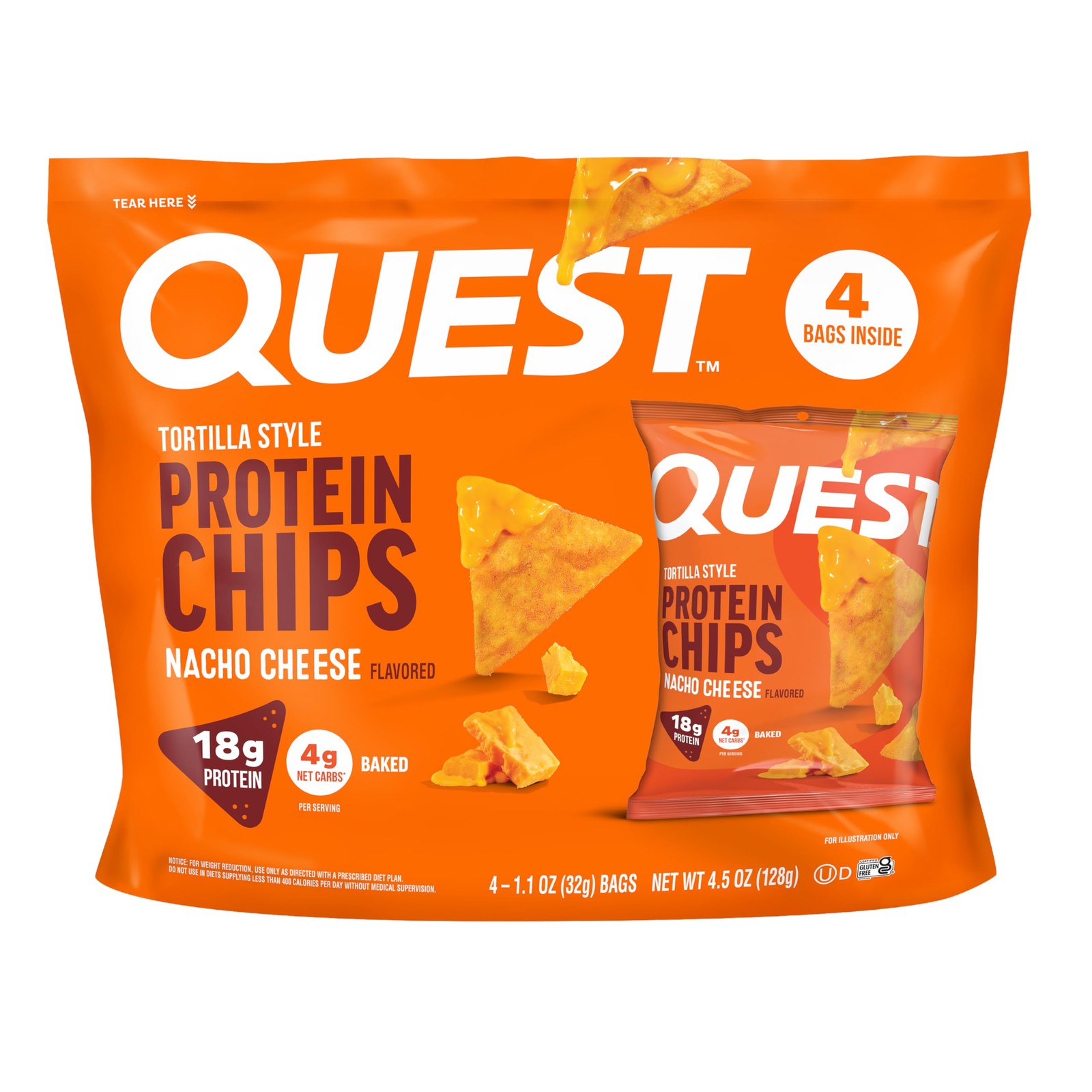Quest Nutrition Nacho Cheese Tortilla Style Protein 1.1 Ounce (Pack of 4)