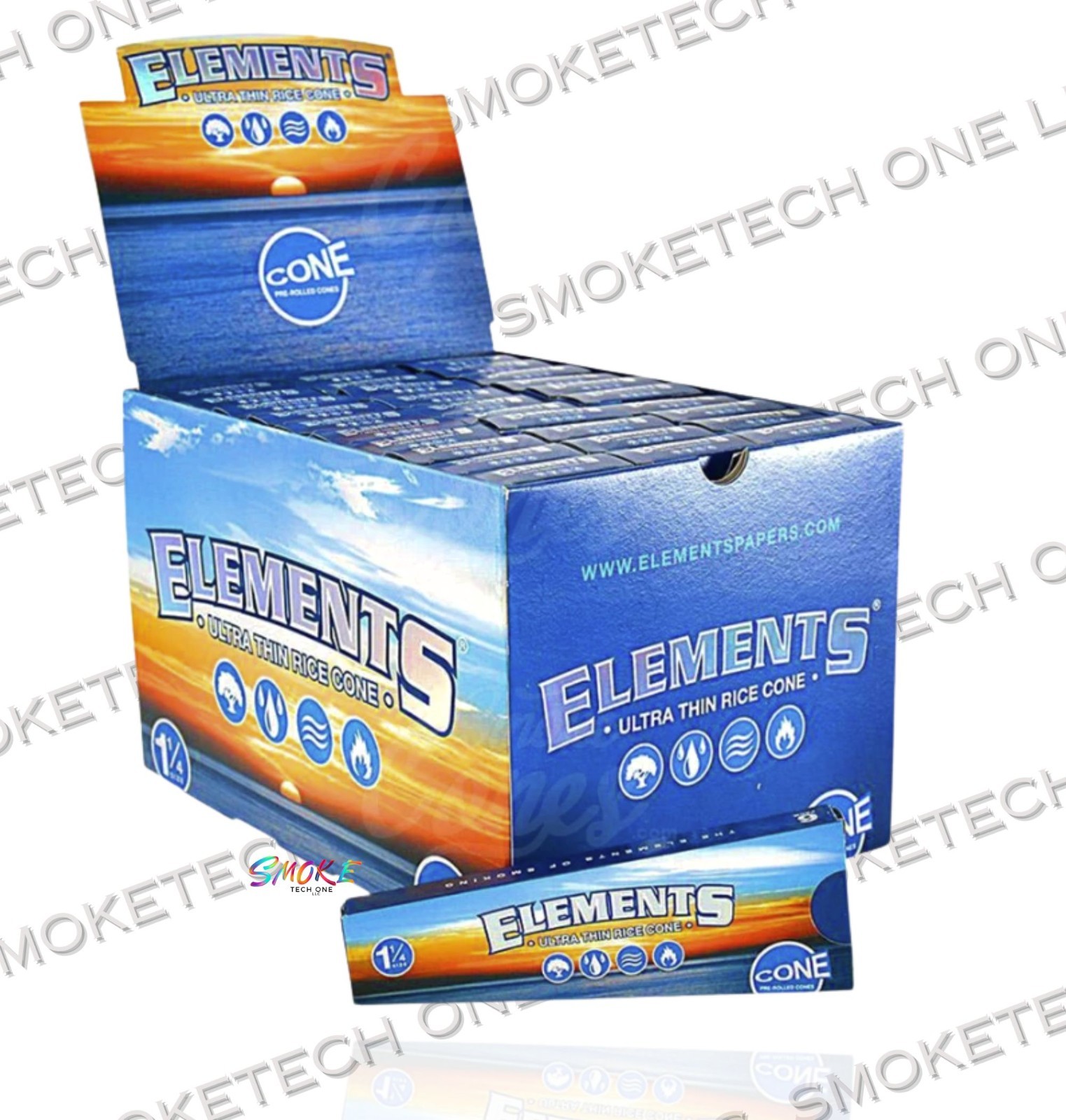 Elements Ultra Thin Rice Cones - 1 1/4 Size Pre Rolled (6CT) 30pk box