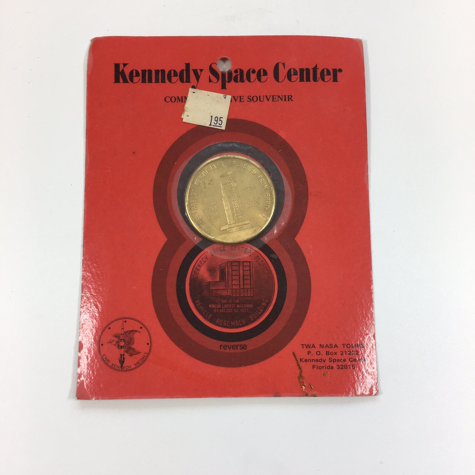 Vintage Kennedy Space Centre Souvenir Medal Apollo Saturn Sealed