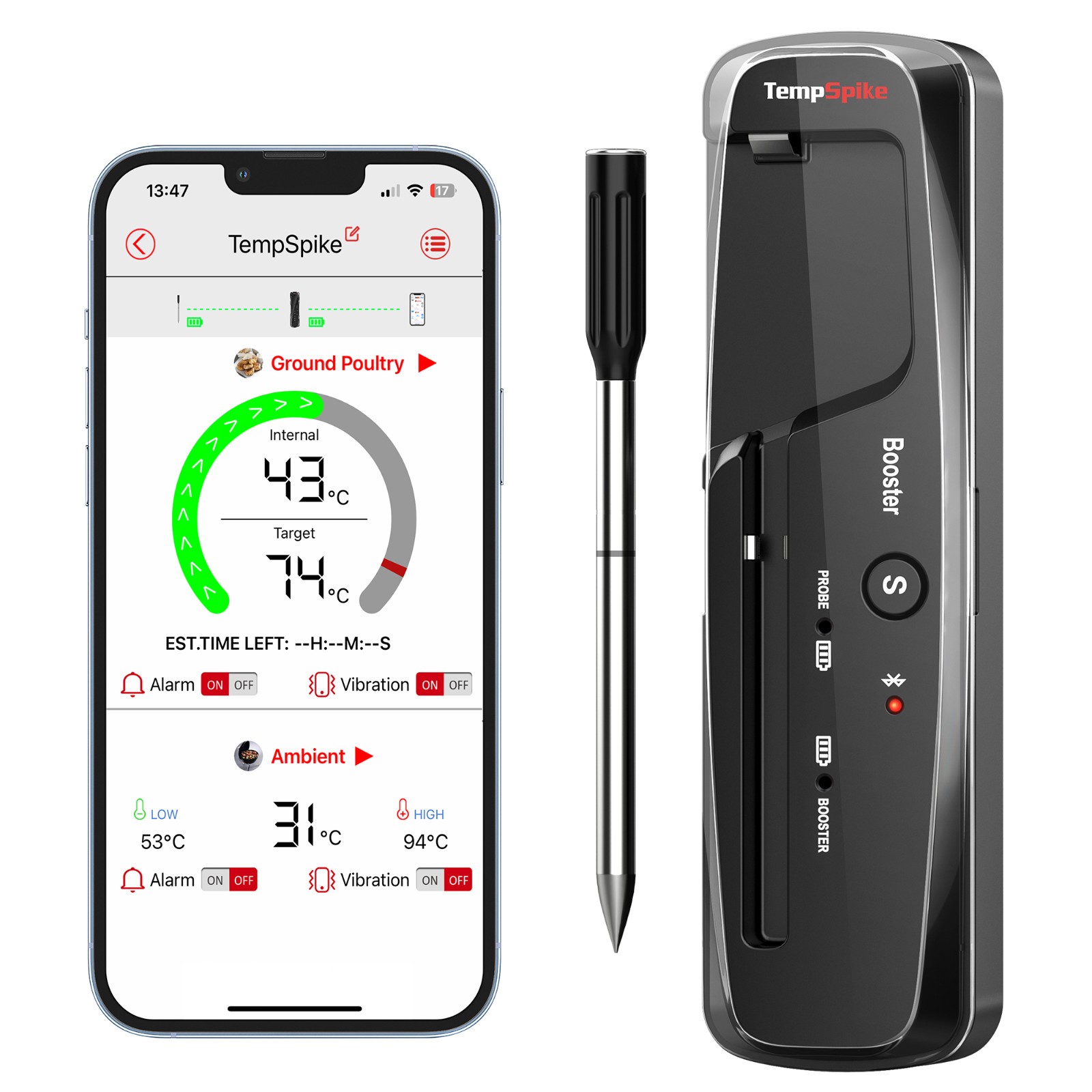TempPro TempSpike TP961W 500FT Wireless Meat Thermometer Grilling BBQ Digital