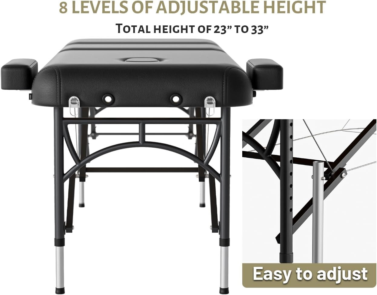 Professional Massage Table Portable 3 Fold Premium Memory Foam Aluminium Leg Hol