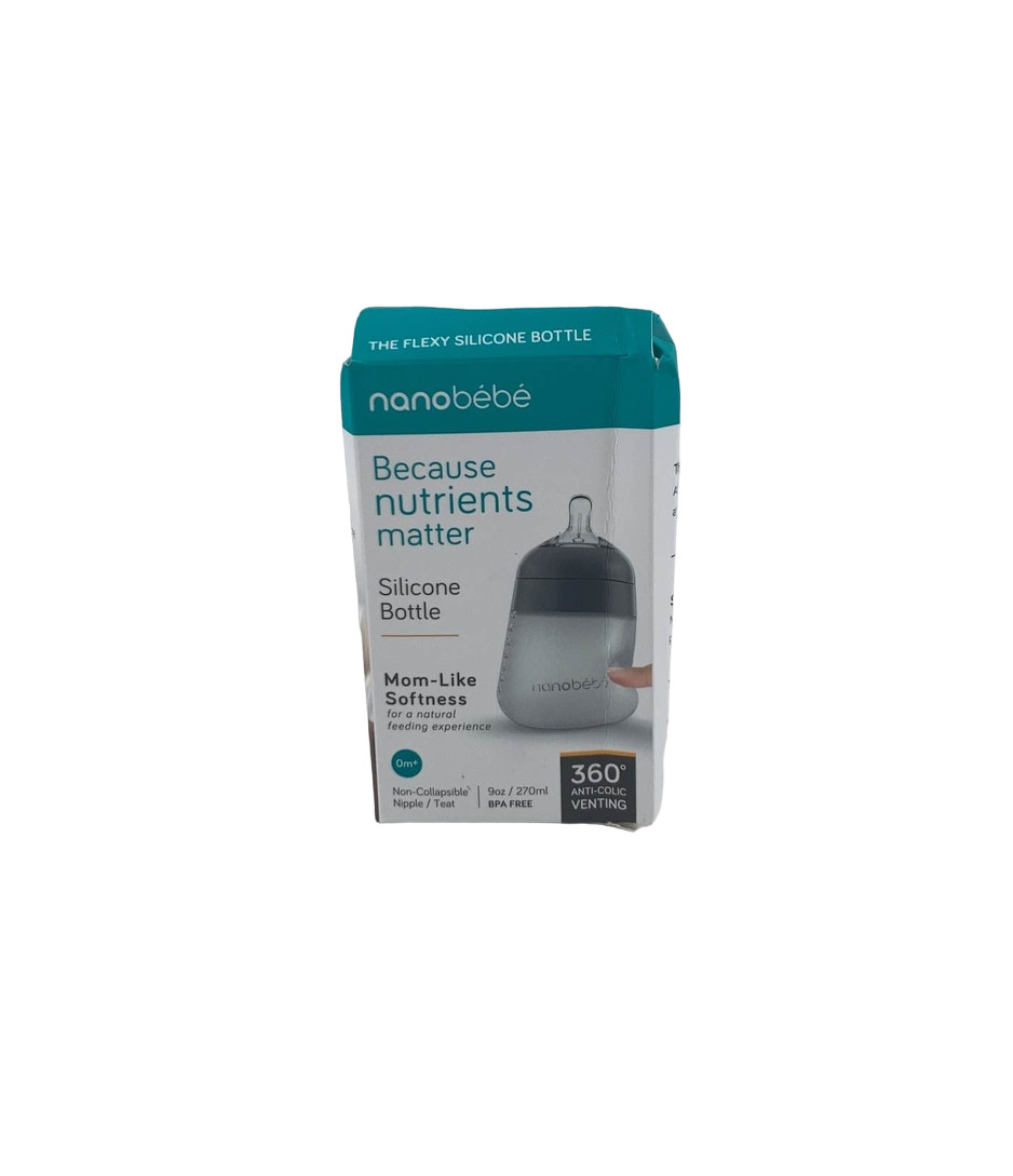 Nanobébé Flexy Silicone Baby Bottle, 9oz, Grey