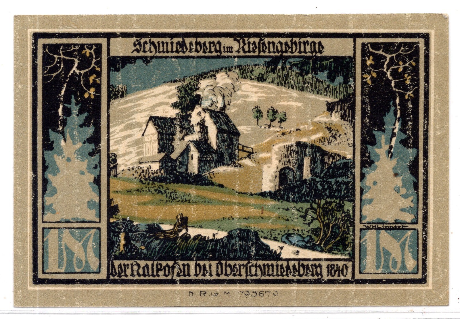 1922 Germany Schmiedeberg Notgeld 1 Mark Note (4057)
