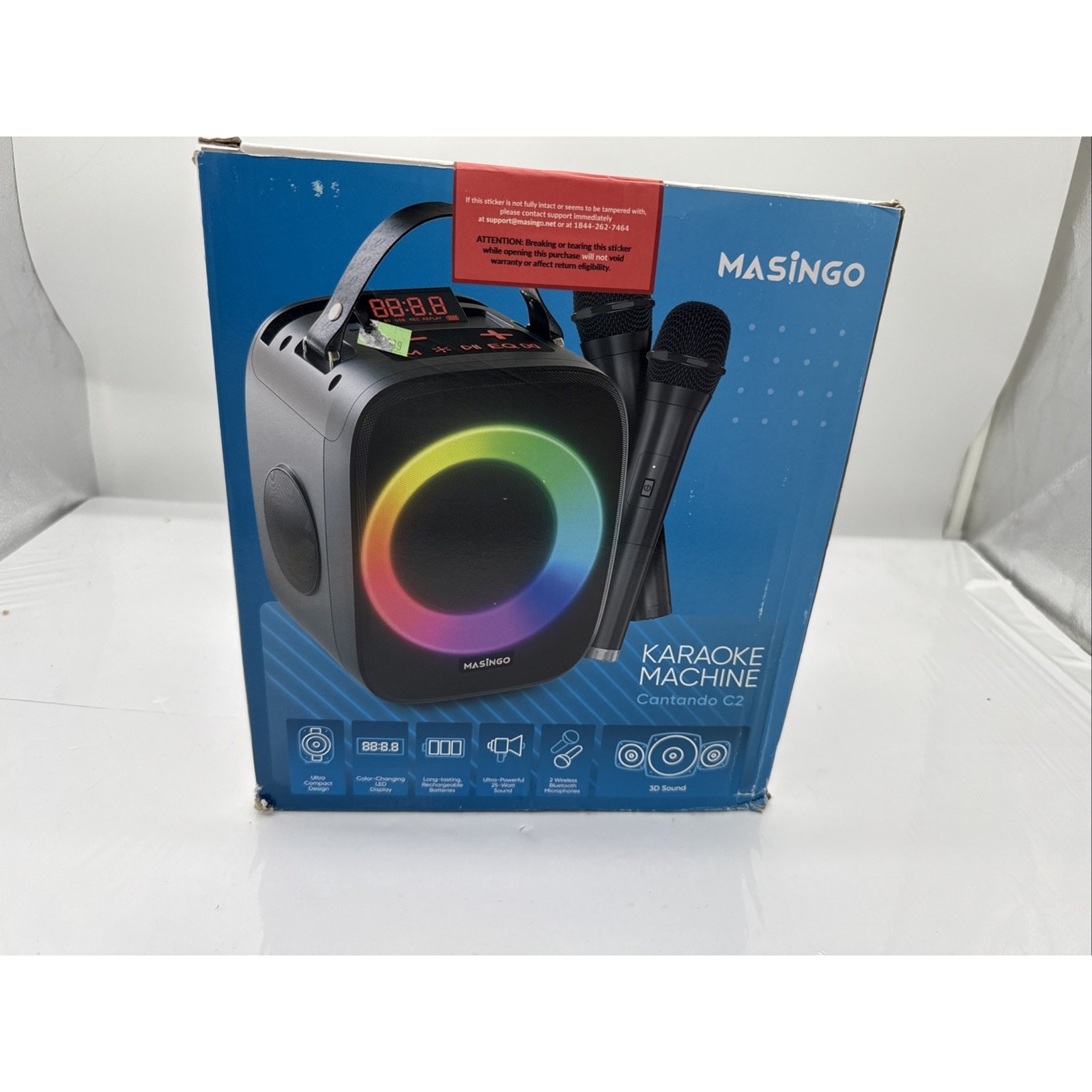 MASINGO Karaoke Machine for Kids and Adults with 2 Wireless Bluetooth Microph