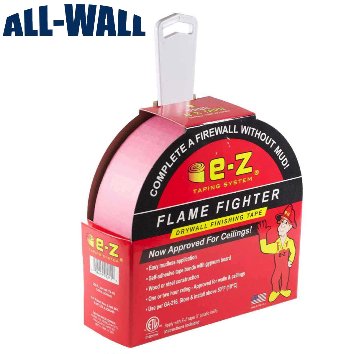 E-Z Drywall Fire Tape: Mudless Flame Fighter Firewall for Walls/Ceilings 250-ft.