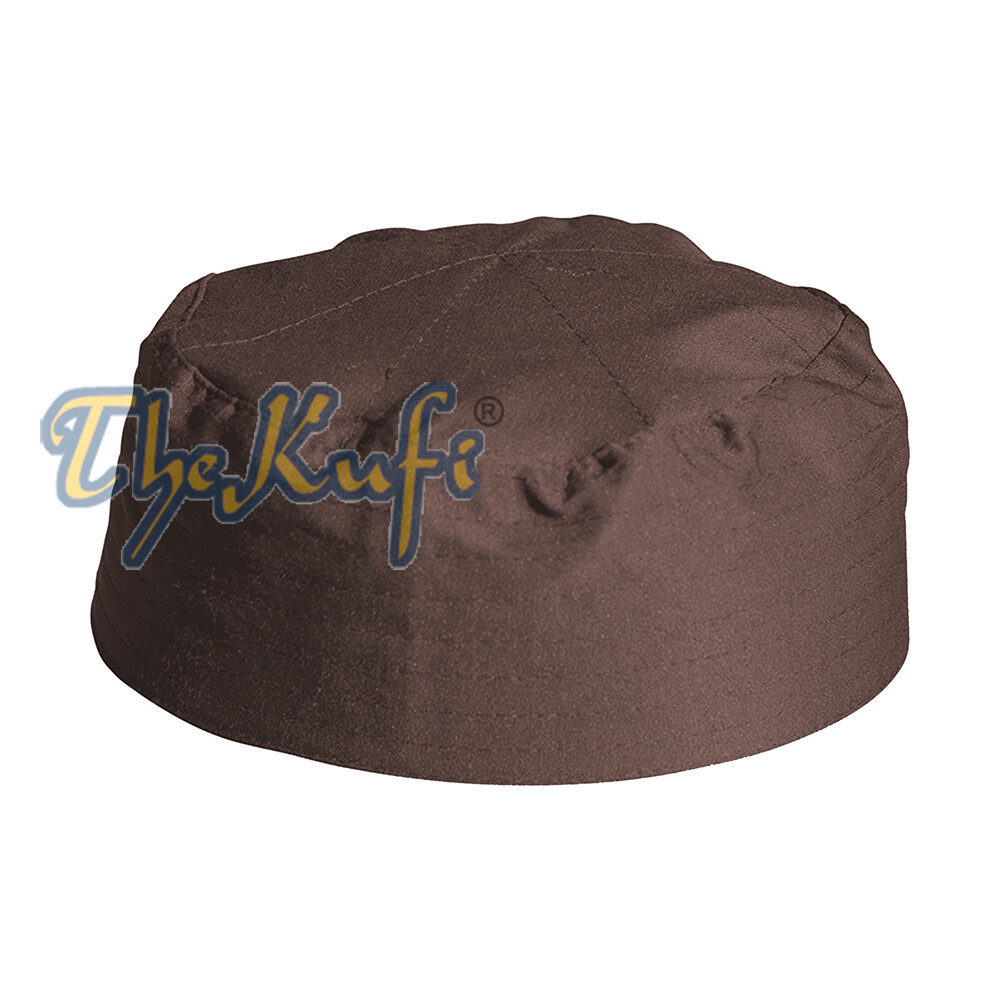 Dark Brown Thin Indonesian Flat Simple Stitch Design Cloth Kufi Namaz Cap