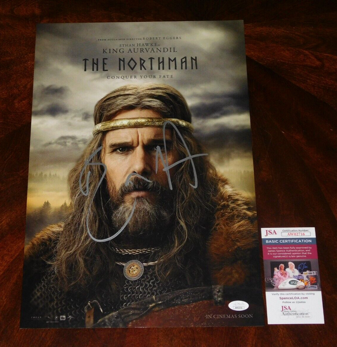 ETHAN HAWKE "KING AURVANDIL" SIGNED THE NORTHMAN 12X18 POSTER JSA COA!!!