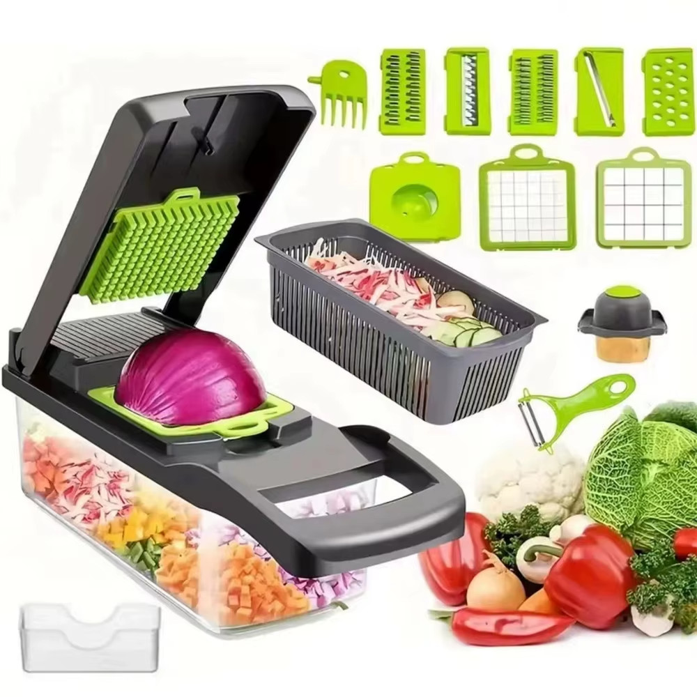 16-in-1 Vegetable Chopper with 8 Blades Onion Dicer Multifunctional Slicer