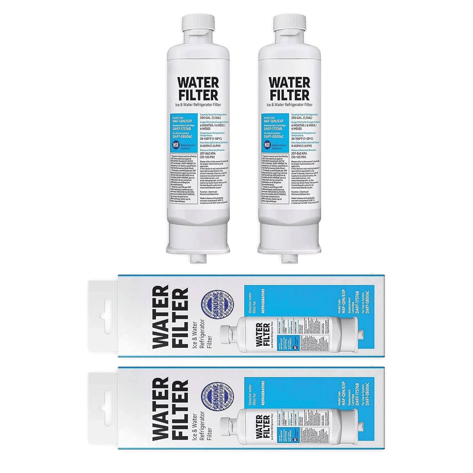 2 Pack DA97-17376B Refrigerator Filter For Samsung Water Purification System