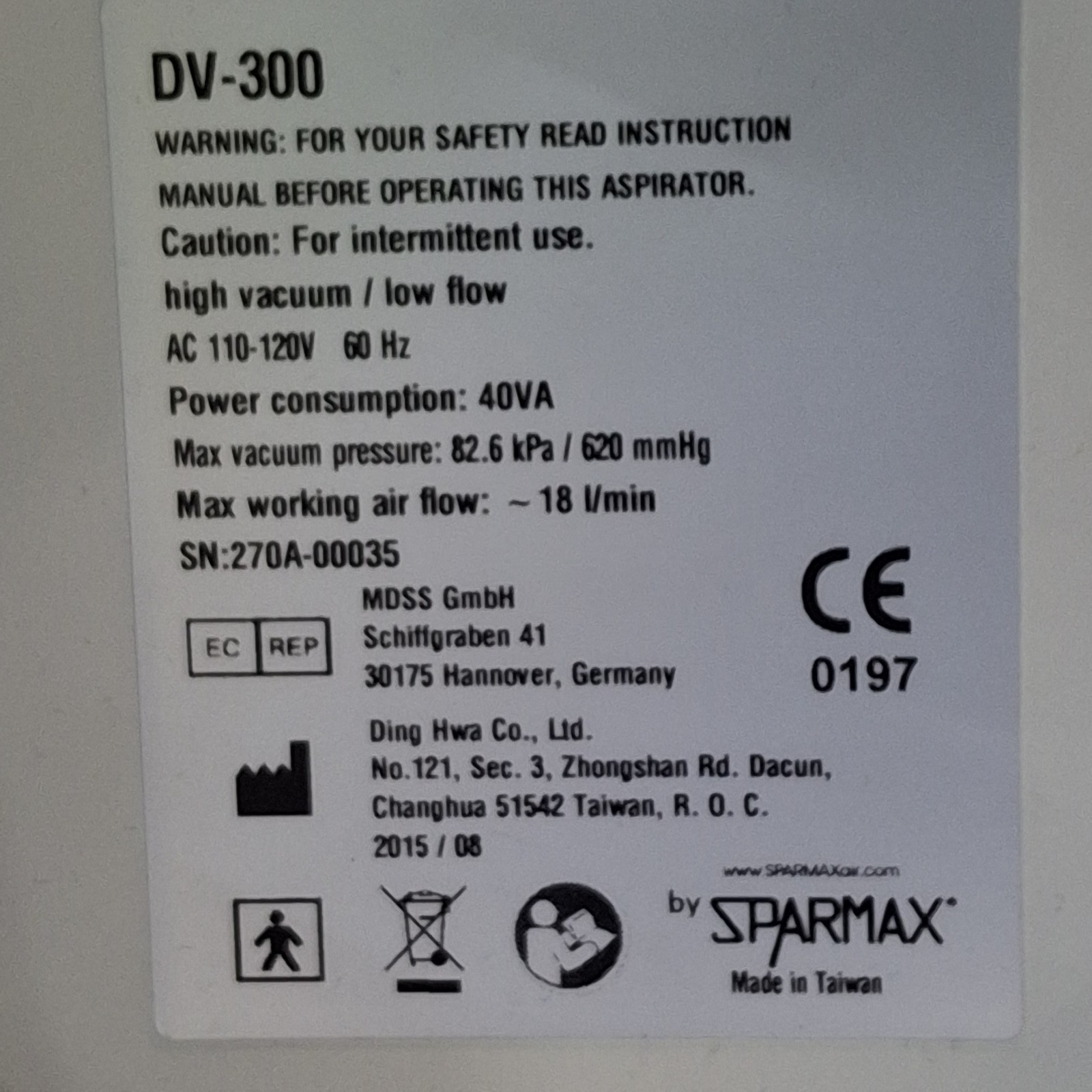 EndoChoice DV-300 Surgical Aspirator