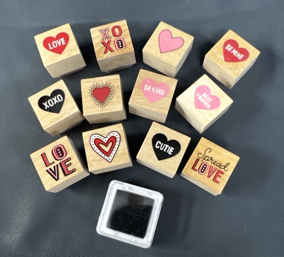 Valentine's Day - Recollections- Wood Mounted Rubber Stamp - 13 Piece Set - NIB