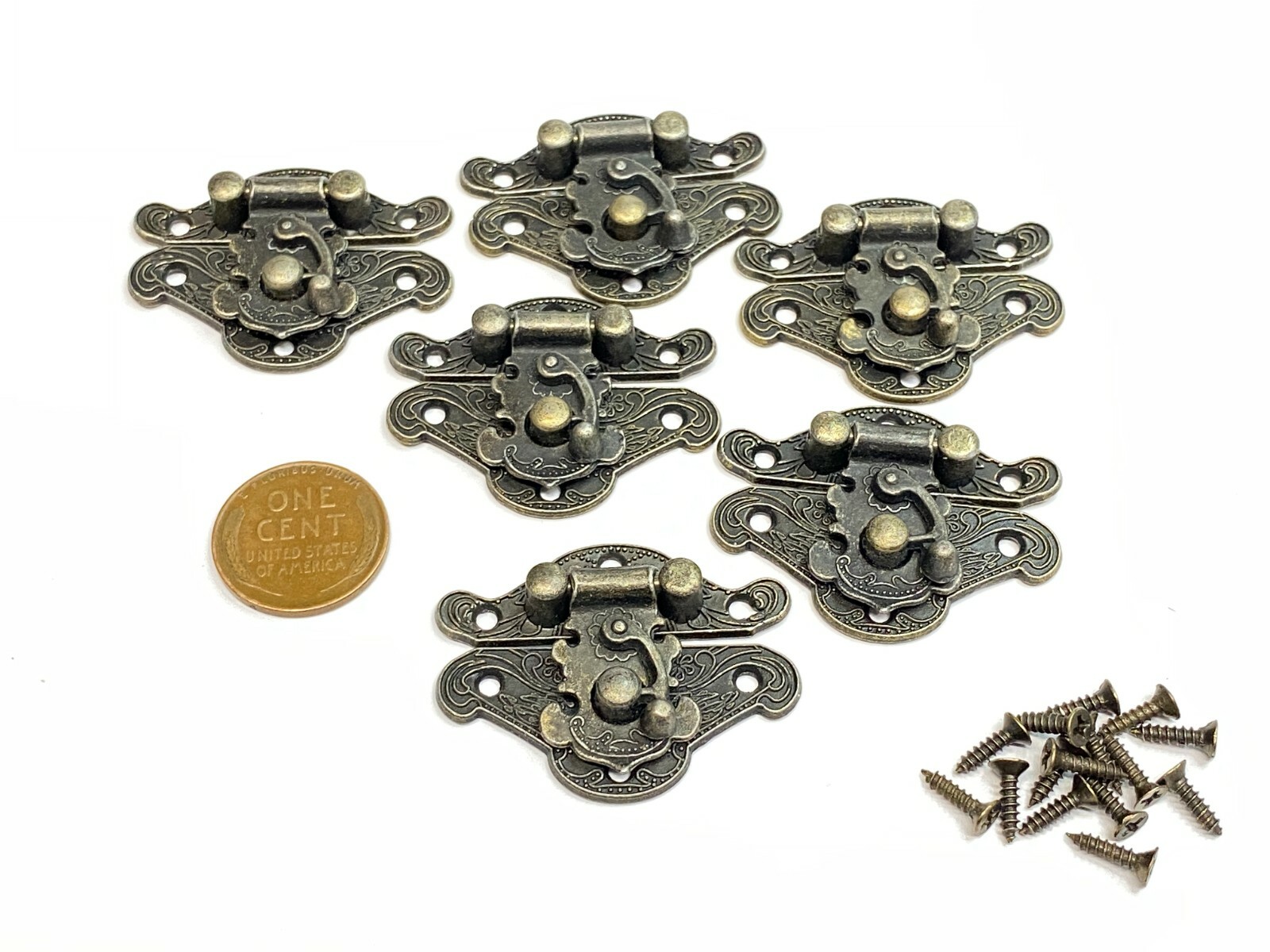 6 Pieces latch 29mm x 38mm hook Hinge Antique Carved wood box small mini C15