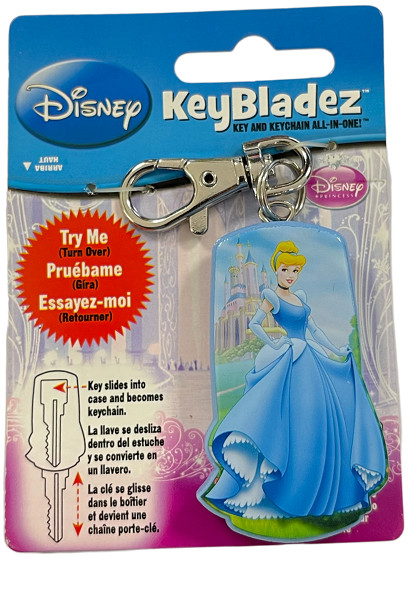 NEW CUTE  DISNEY KEY BLADEZ Key Chain CINDERELLA KWIKSET KW1/KW10 KEYBLANK