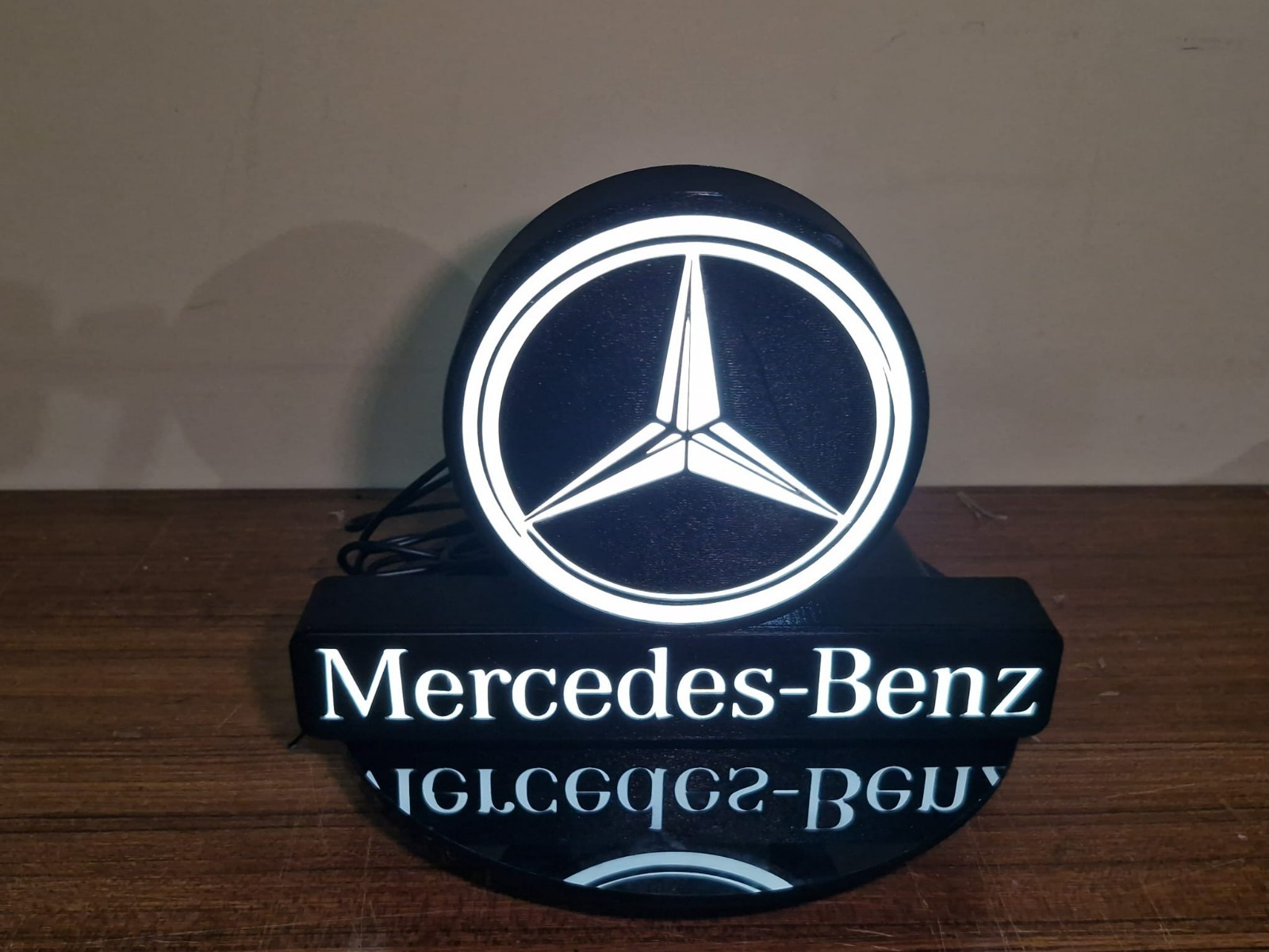 Mercedes-Benz LED Light Box - Modern 3D Printed Desk Lamp - Luxury Garage Decor