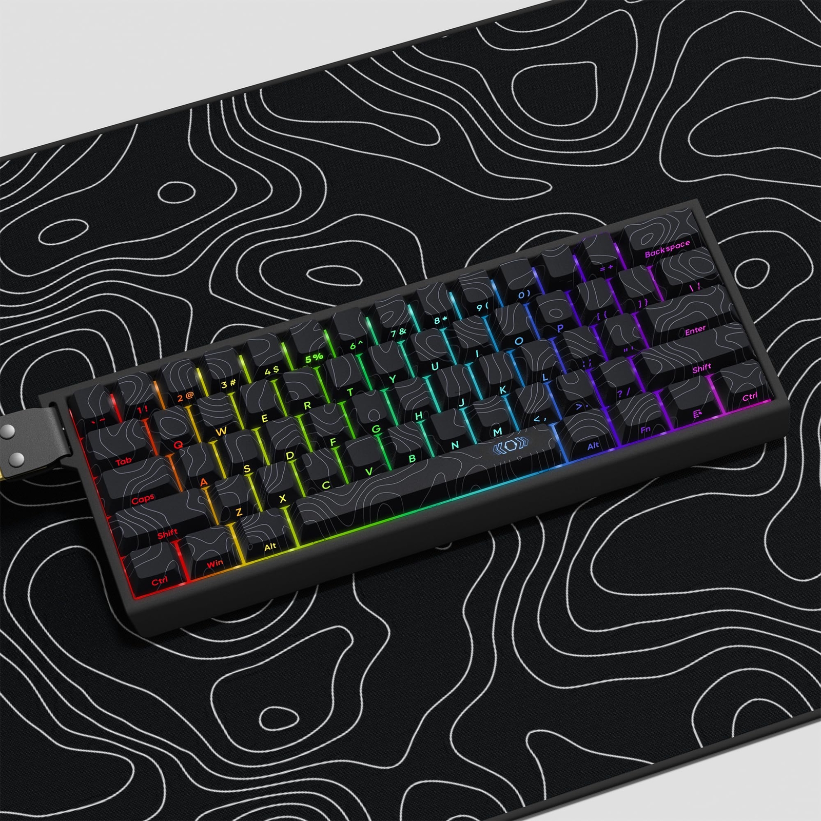 Side Printed-PBT keycapsDark Blue TopographicShine ThroughDouble Shot keycaps...