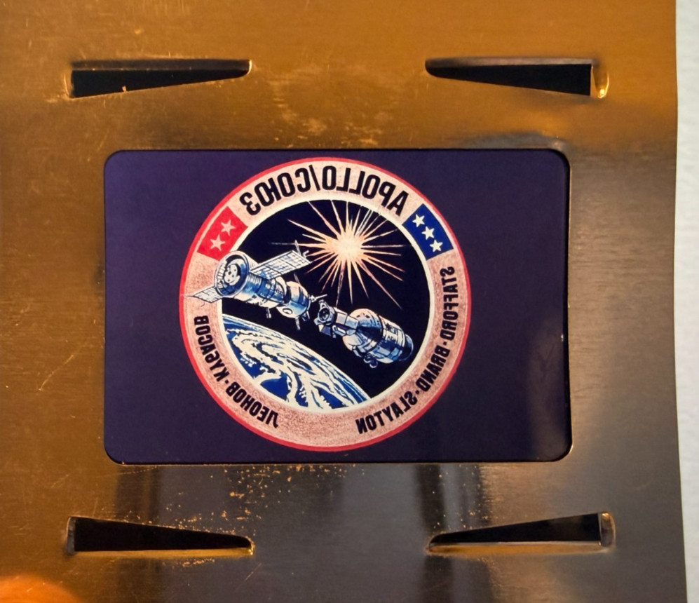 Vtg PROJECT APOLLO SOYUZ Test Project ASTP Crew Emblem transparency/ slide
