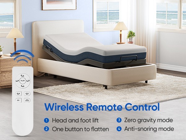 Upgraded Power Base Adjustable Bed Frame Wireless Remote Dual Motor Twin XL