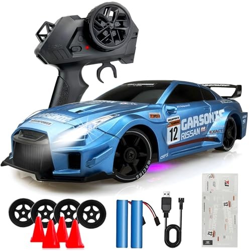1:24 RC Drift 2.4GHz with LED Light Race Car Toys for Boys and Girls Aged Blue