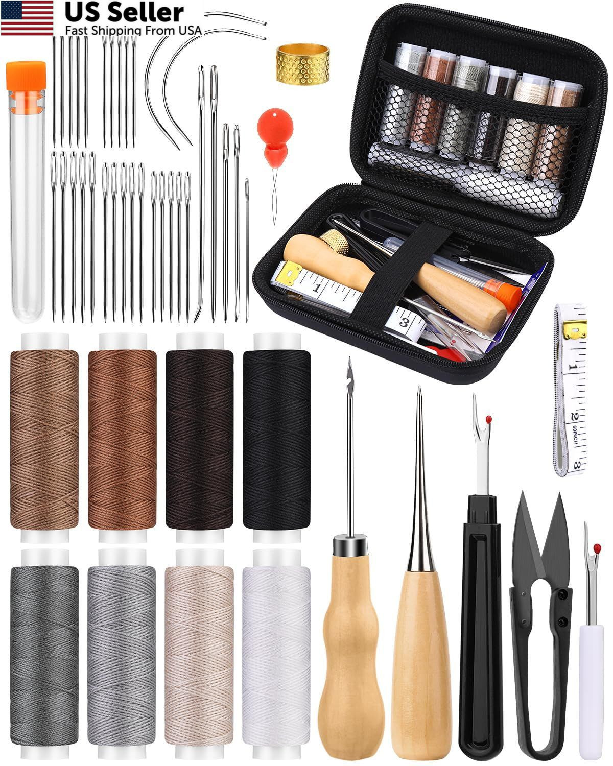 BAGERLA Upholstery Repair Kit, 50 Pcs Heavy Duty 8 colors with storage bag