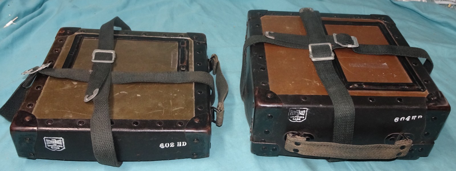 Vintage LOT 2 Film Reel Canister Cases Shipping Box Mailer Travel Decor case