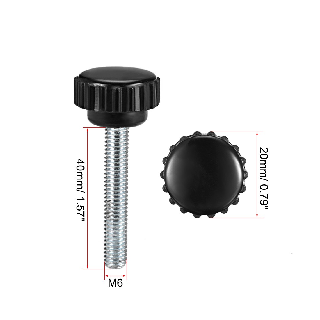 M6 x 40mm male thread knurled locking knobs 10 pcs