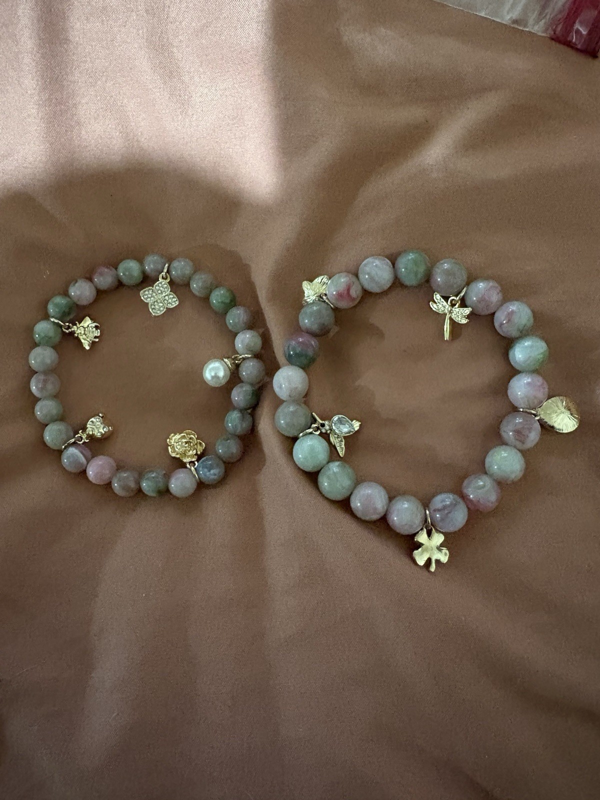 Handcrafted Multicolor Gemstone Beaded Charm Bracelet Stackable Nature Dangle