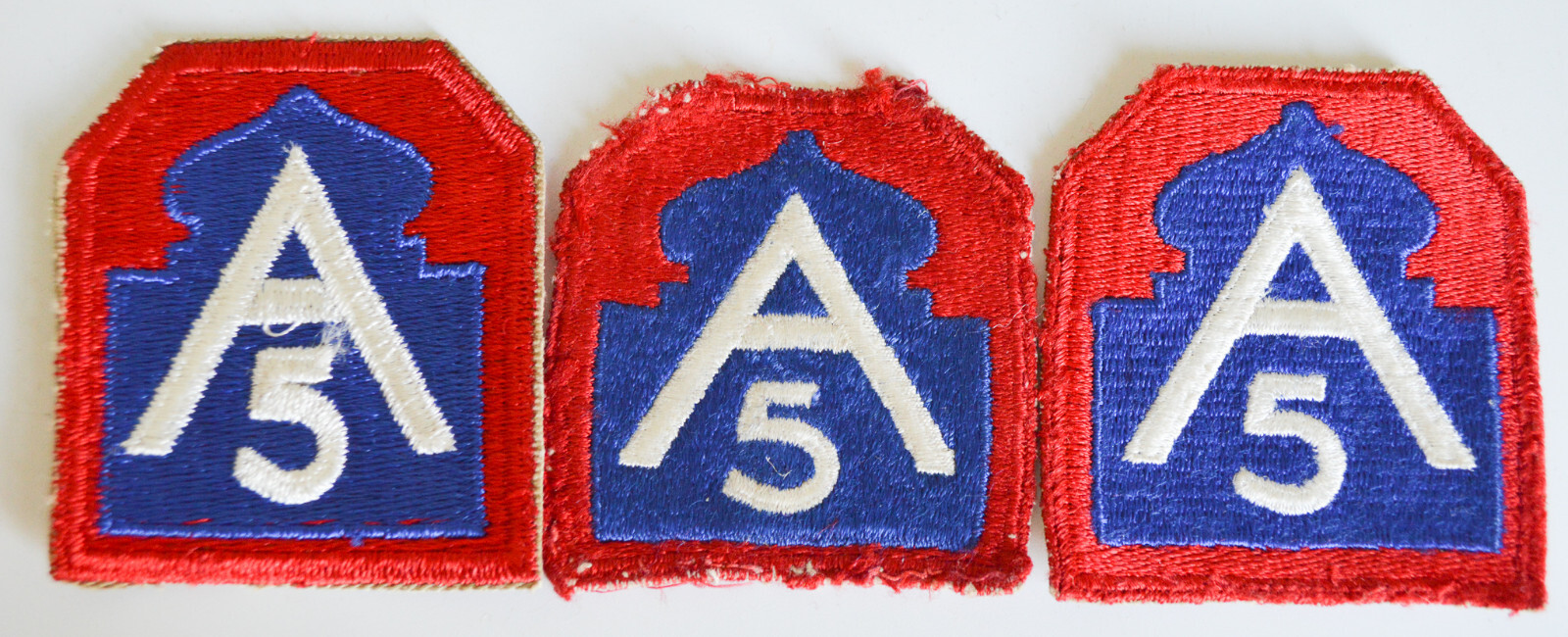 3- WWII Era U.S. 5th Army Division 2 3/4" Shoulder Patches