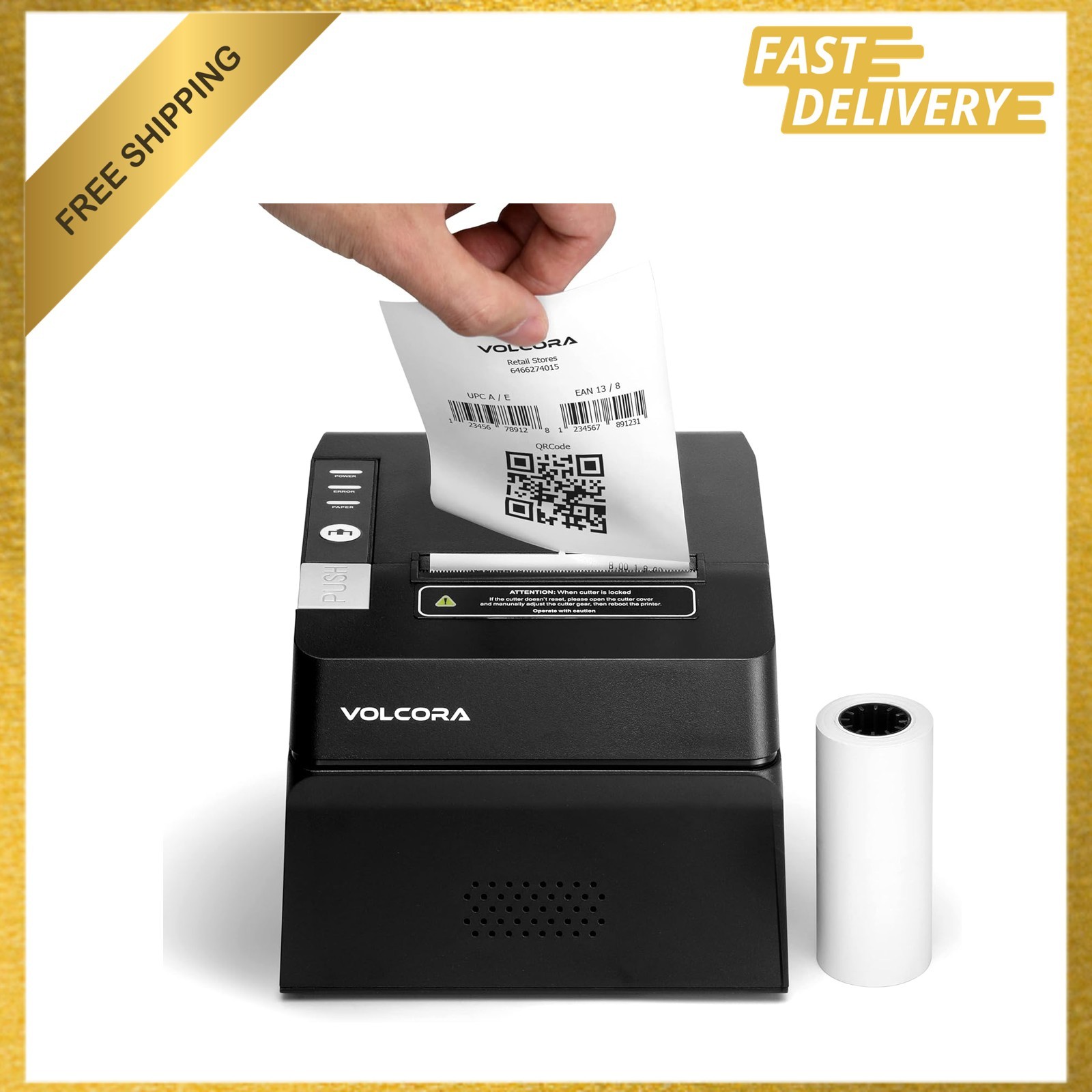 Thermal Receipt Printer, 80mm POS Printer with Auto Cutter, USB Bluetooth