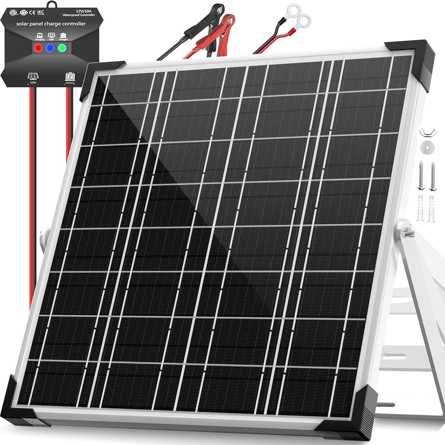 Multi-Layer Protected 12V Solar Charger Kit - Easy, Plug-and-Play Setup