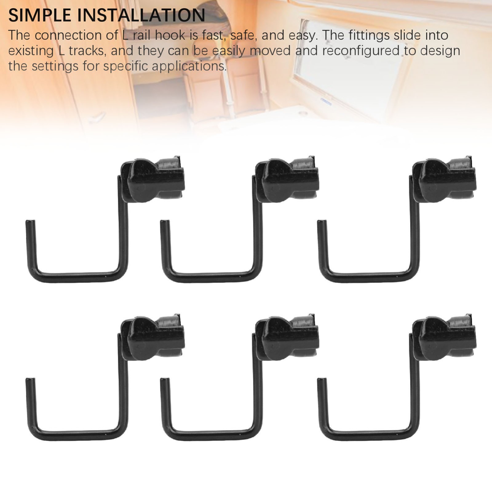 6PCS L Track Hook Double Stud Tie Down for Truck Bed Trailer Cargo Control