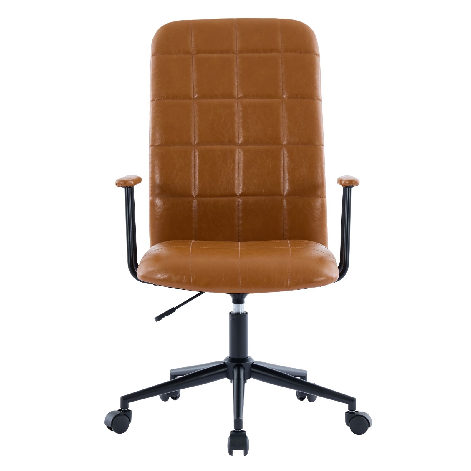 Home Office Desk Chair Adjustable Brown PU leather Computer Chairs With Wheels