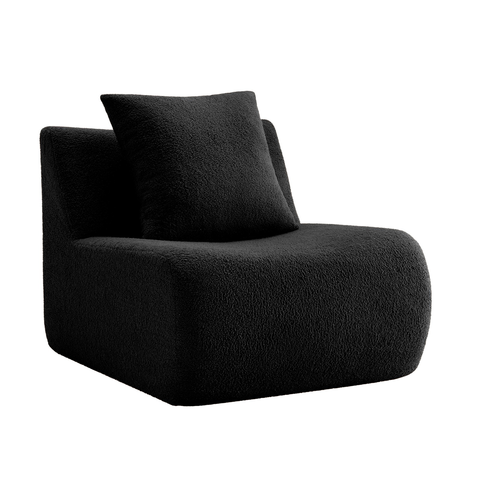 Armless Sofa W/Pillow Teddy Fabric-Black