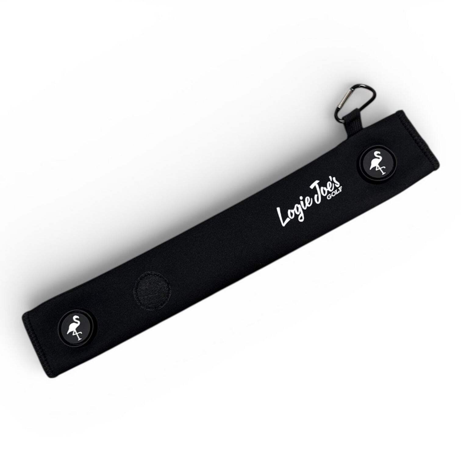 Black Magnetic Golf Cart Strap Sleeve | Neoprene Rubber | Dual Accessory Magnets