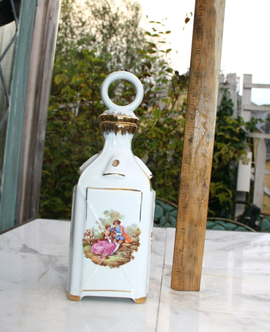 Vintage 1969 Giffard Creme De Menthe Painted Empty Decanter ~ FRANCE