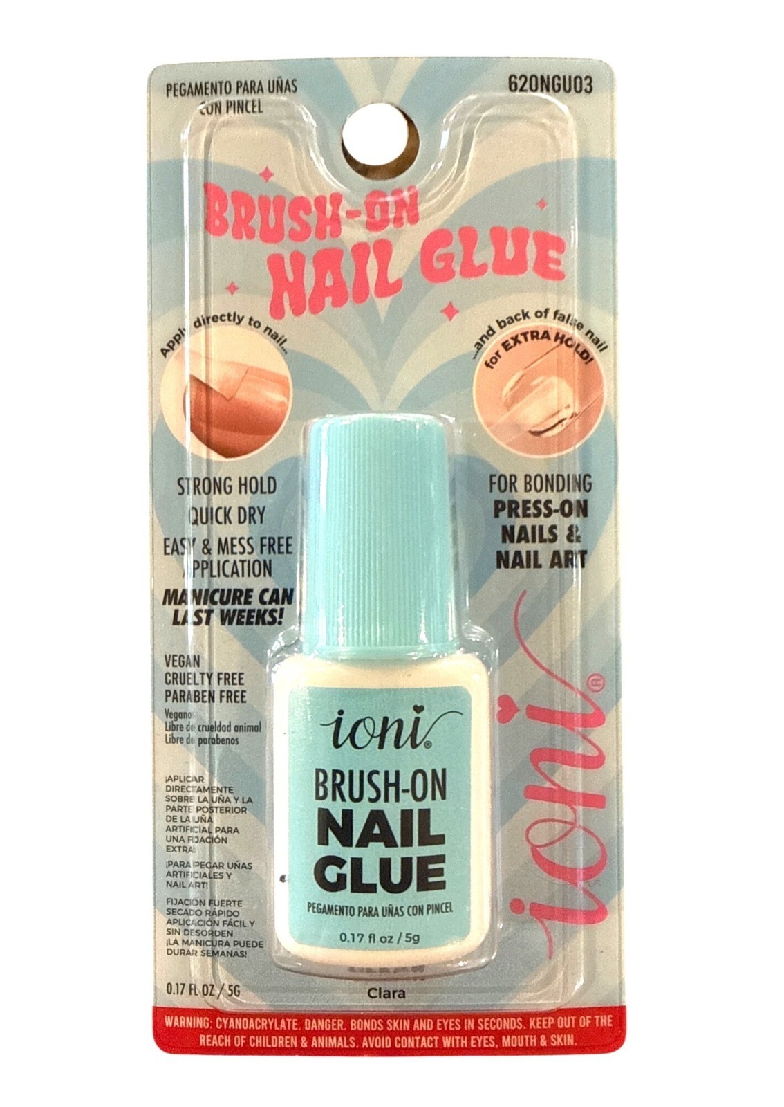 0.17 oz Ioni Brush-On Nail Glue Strong Hold Quick Dry For Press-On Nails & Art
