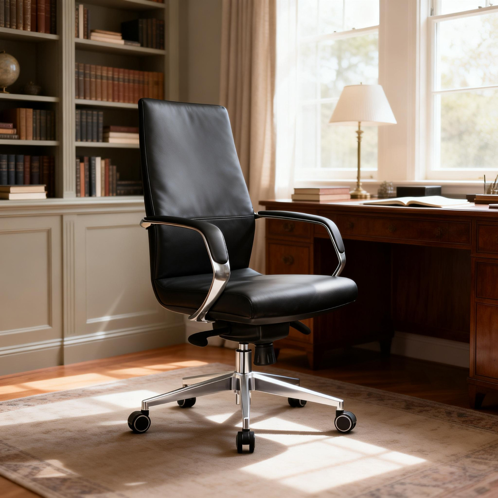 Luxury High-Back Executive Desk Chair Silicone Leather Reclining 400lb Capacity