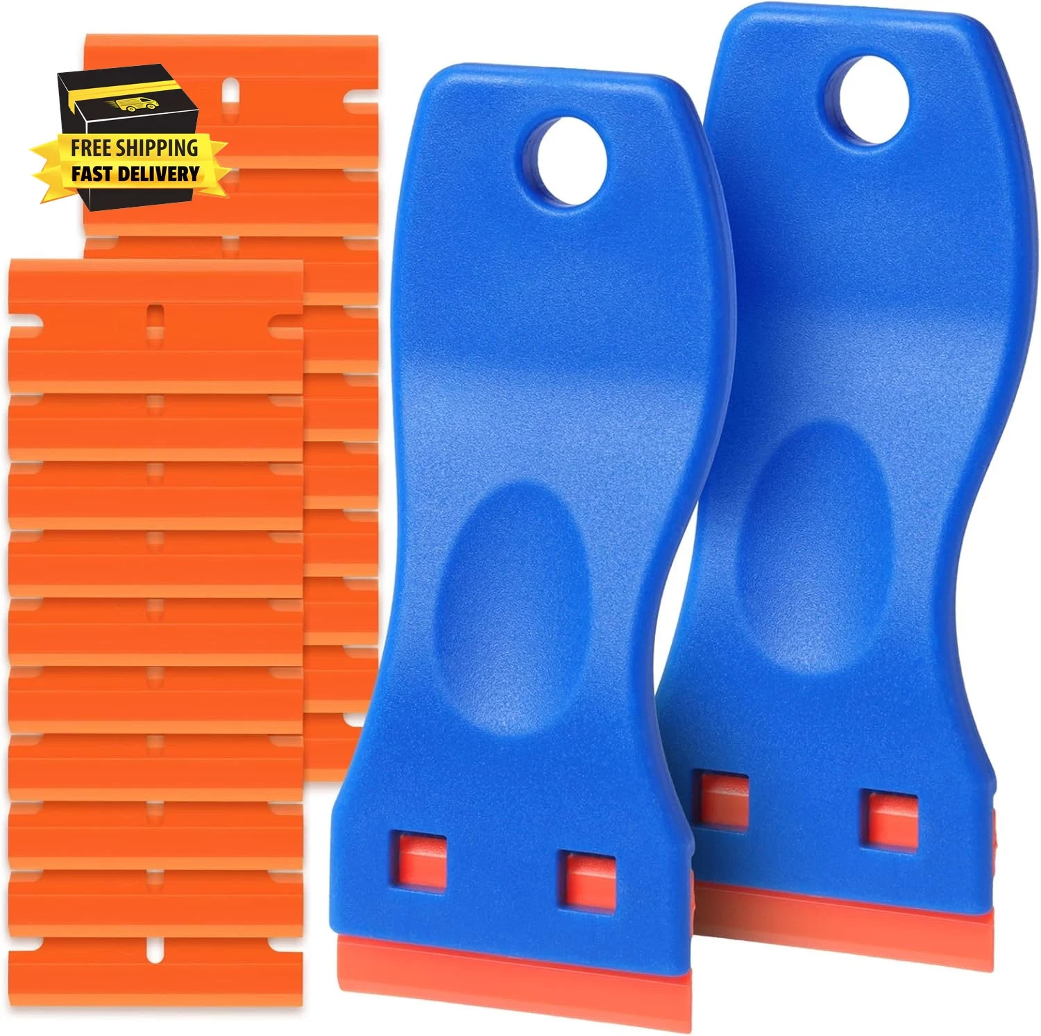 Plastic Razor Blade Scraper Tool, 2 Pcs Razor Scraper with 20 Pcs Plastic Blades