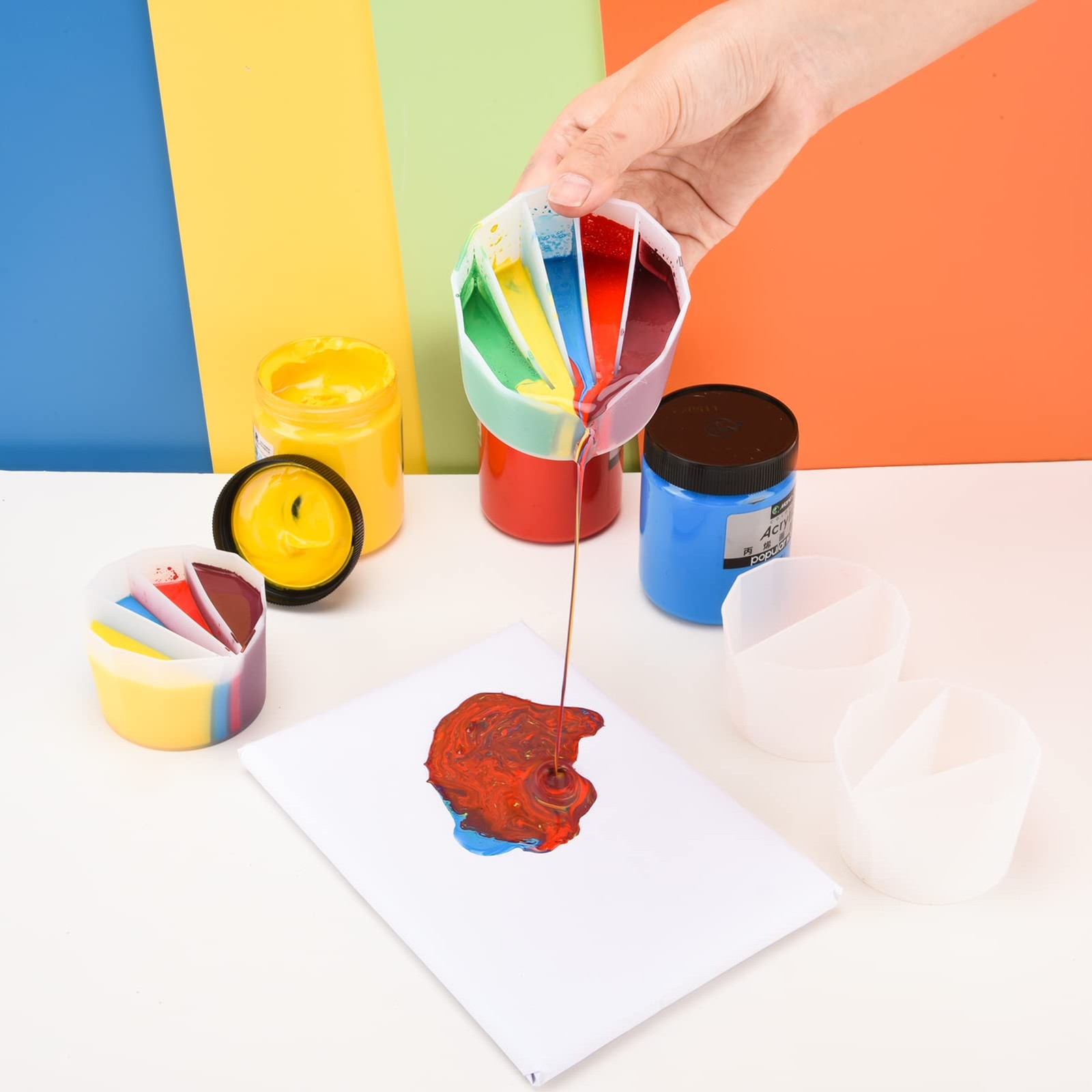 SUSSURRO 4 Pcs Split Cups for Paint Pouring, Silicone Cup Fluid Art...