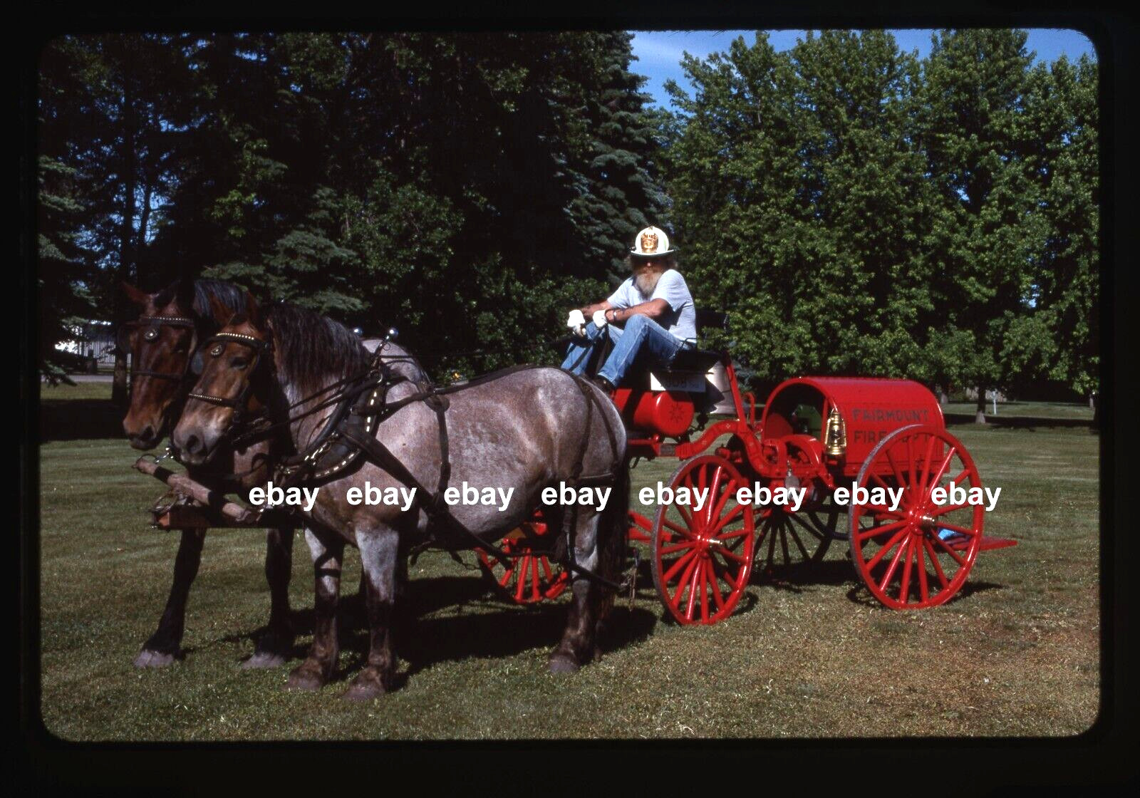 Fairmount ND Horse Drawn chemical wagon Fire Apparatus Slide