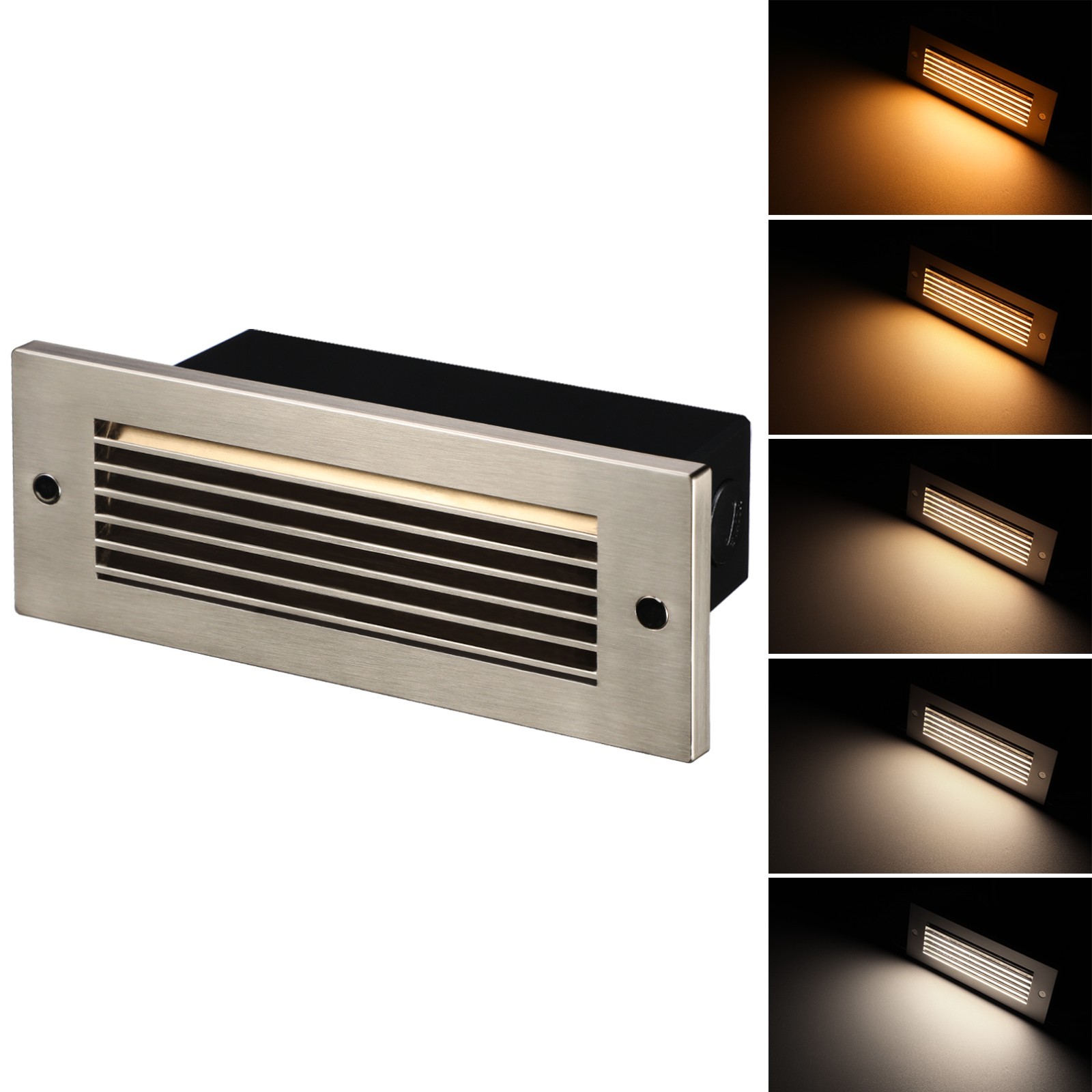Dimmable LED Step Lights 120-277V, 5CCT Selectable, 4.5W 300LM Stair Light, IP65