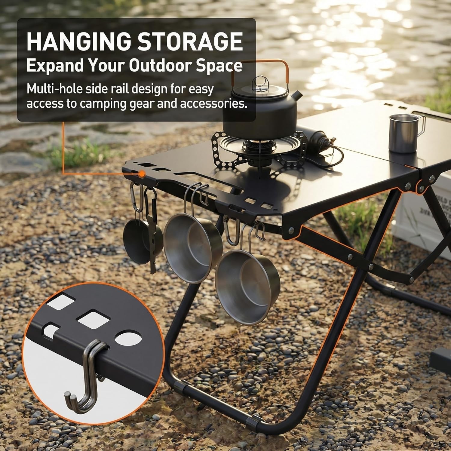 Folding Camping Table, Durable Metal Foldable Table with Storage Bag, Portable